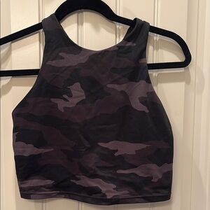 Athleta Black and Gray Camo Bathing Suit Top